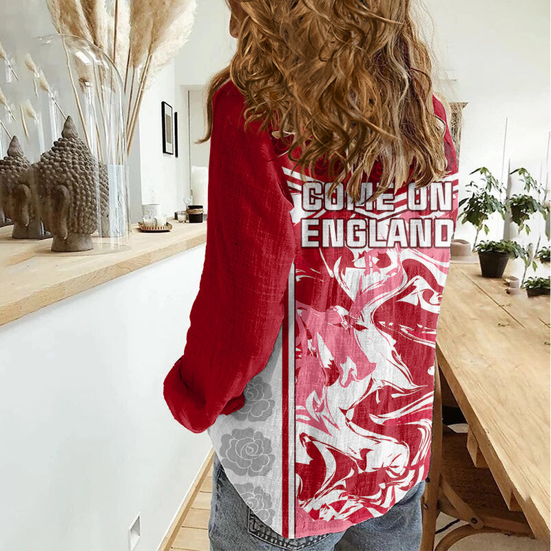 England Rugby The Red Rose Come On 2023 World Cup Women Casual Shirt