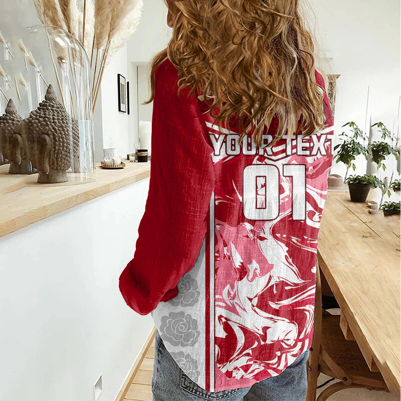 Custom England Rugby The Red Rose Come On 2023 World Cup Women Casual Shirt