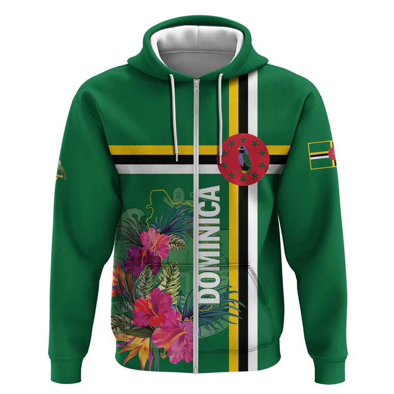 Custom Dominica Waitukubuli Tropical Flower Hoodie