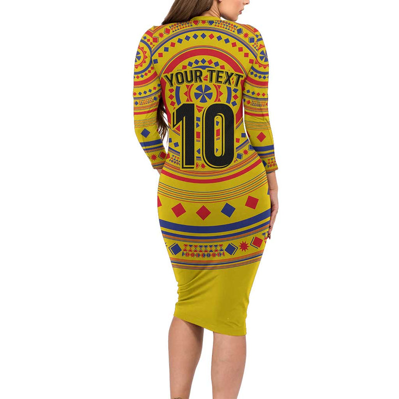 Custom Colombia Football Sporty Vueltiao Hat Long Sleeve Bodycon Dress