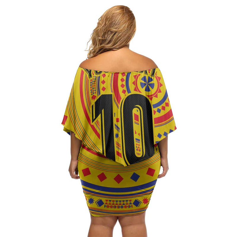 Custom Colombia Football Sporty Vueltiao Hat Off Shoulder Short Dress