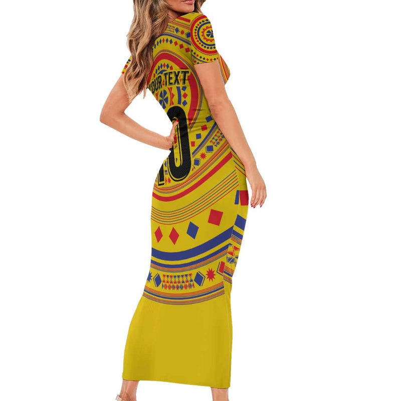 Custom Colombia Football Sporty Vueltiao Hat Short Sleeve Bodycon Dress