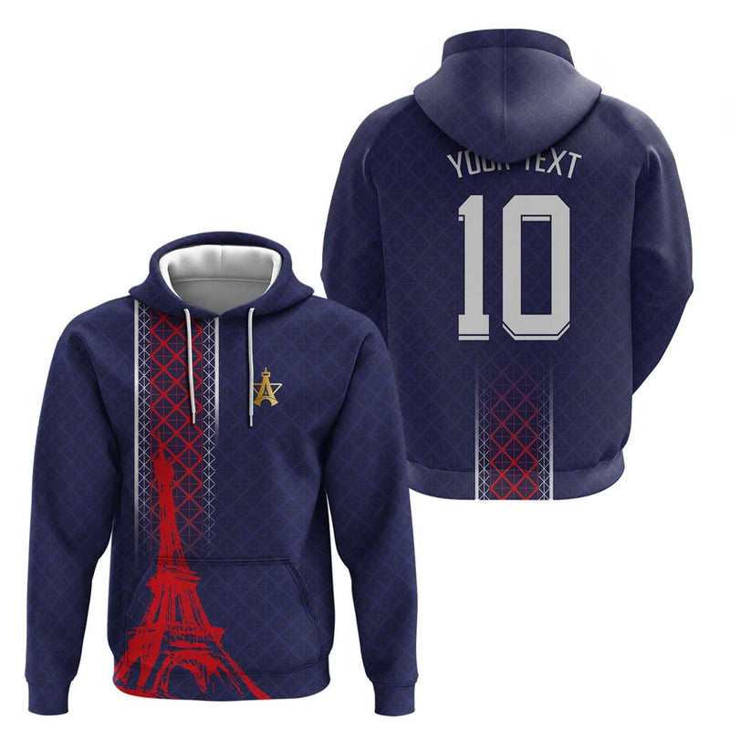 Custom Midnight Navy Football Paris Architectural Heritage Style Hoodie