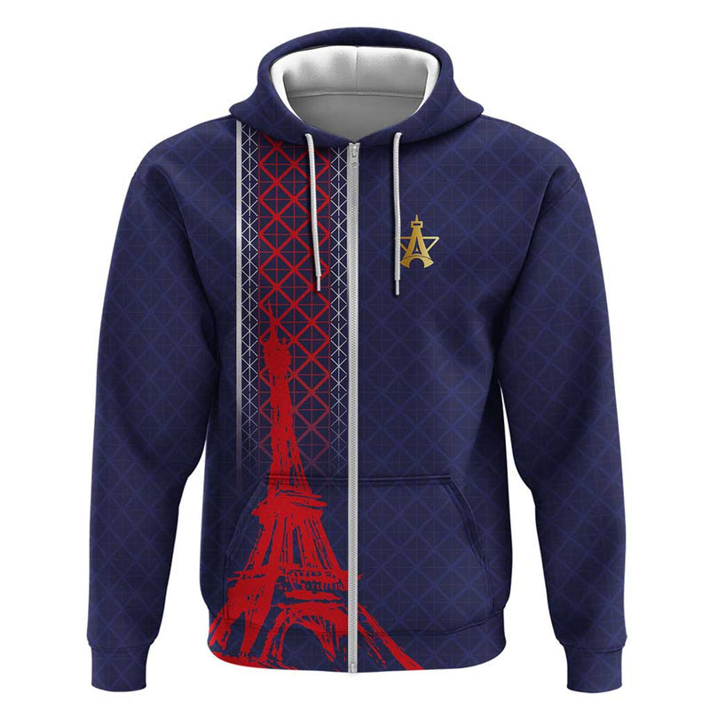 Custom Midnight Navy Football Paris Architectural Heritage Style Hoodie