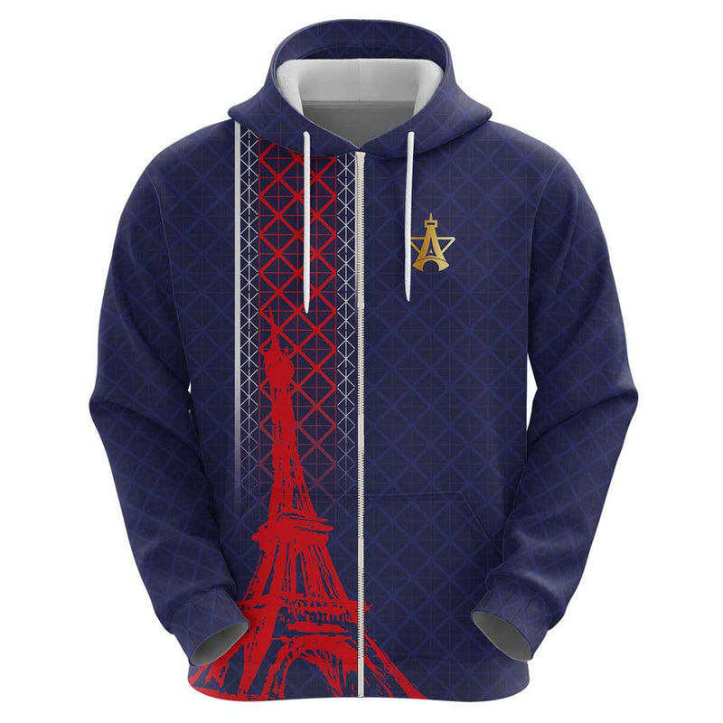 Custom Midnight Navy Football Paris Architectural Heritage Style Hoodie