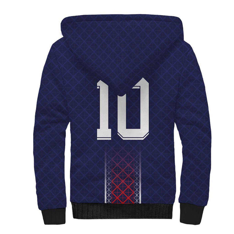 Custom Midnight Navy Football Paris Architectural Heritage Style Sherpa Hoodie