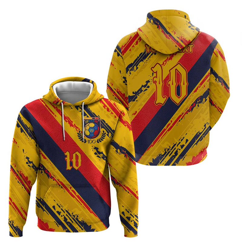 Custom Ecuador Football Hoodie La Tricolor-100th Anniversary