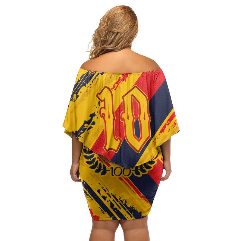 Custom Ecuador Football La Tricolor-100th Anniversary Off Shoulder Short Dress
