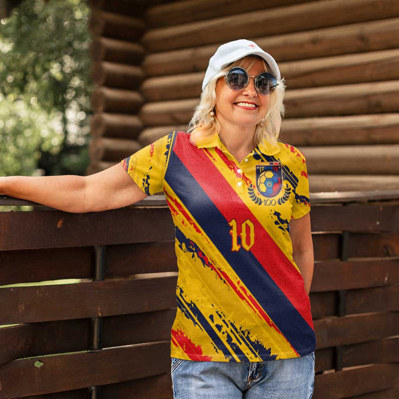 Custom Ecuador Football Women Polo Shirt La Tricolor-100th Anniversary