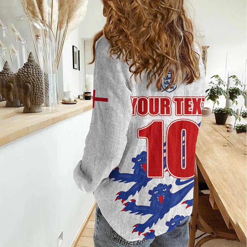 Custom England Football 2024 Road to The Champion Football's Coming Home Women Casual Shirt