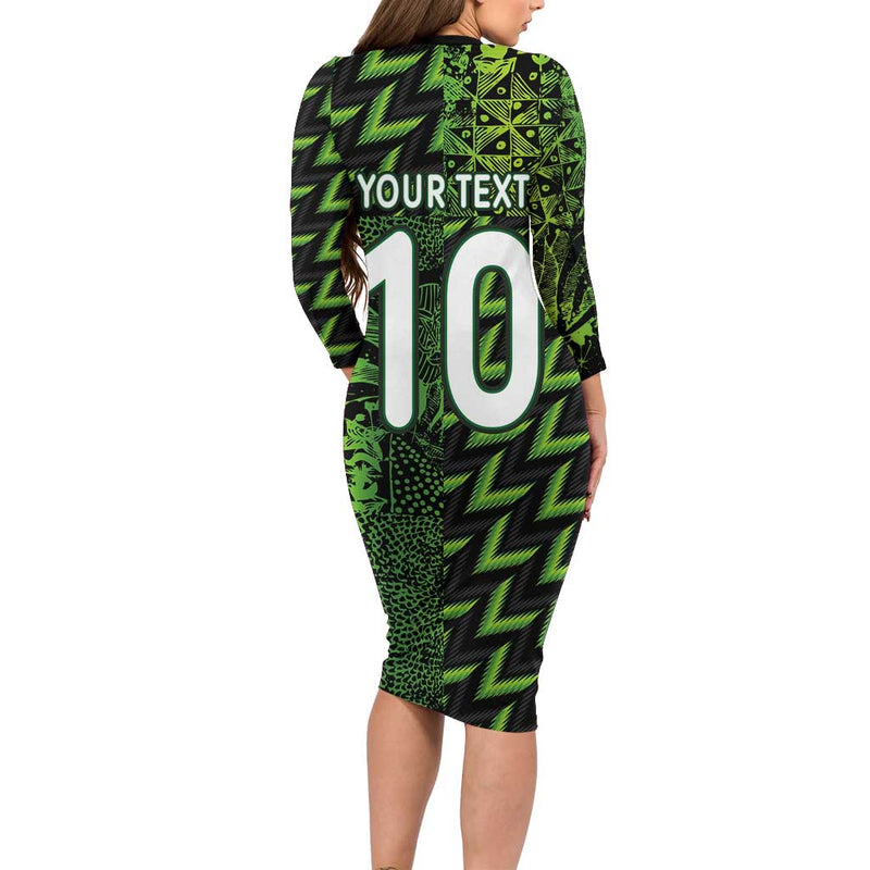 Custom Nigeria Football Super Eagles Champions Long Sleeve Bodycon Dress