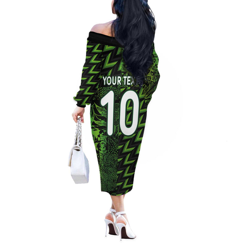 Custom Nigeria Football Super Eagles Champions Off The Shoulder Long Sleeve Dress