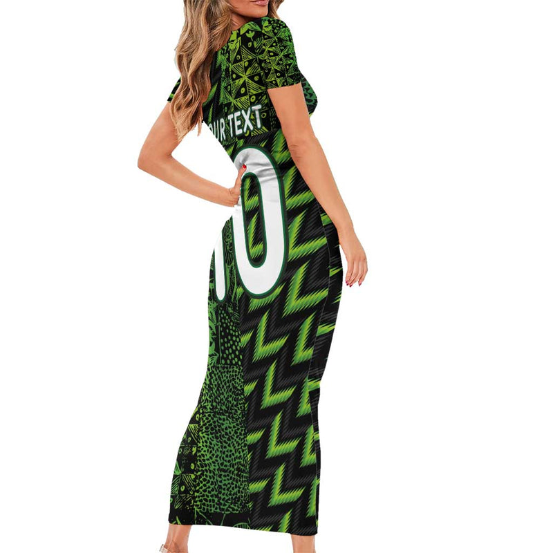 Custom Nigeria Football Super Eagles Champions Short Sleeve Bodycon Dress
