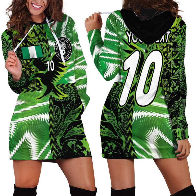 Custom Nigeria Football Super Eagles Spirit Hoodie Dress