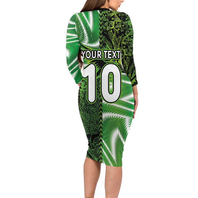 Custom Nigeria Football Super Eagles Spirit Long Sleeve Bodycon Dress
