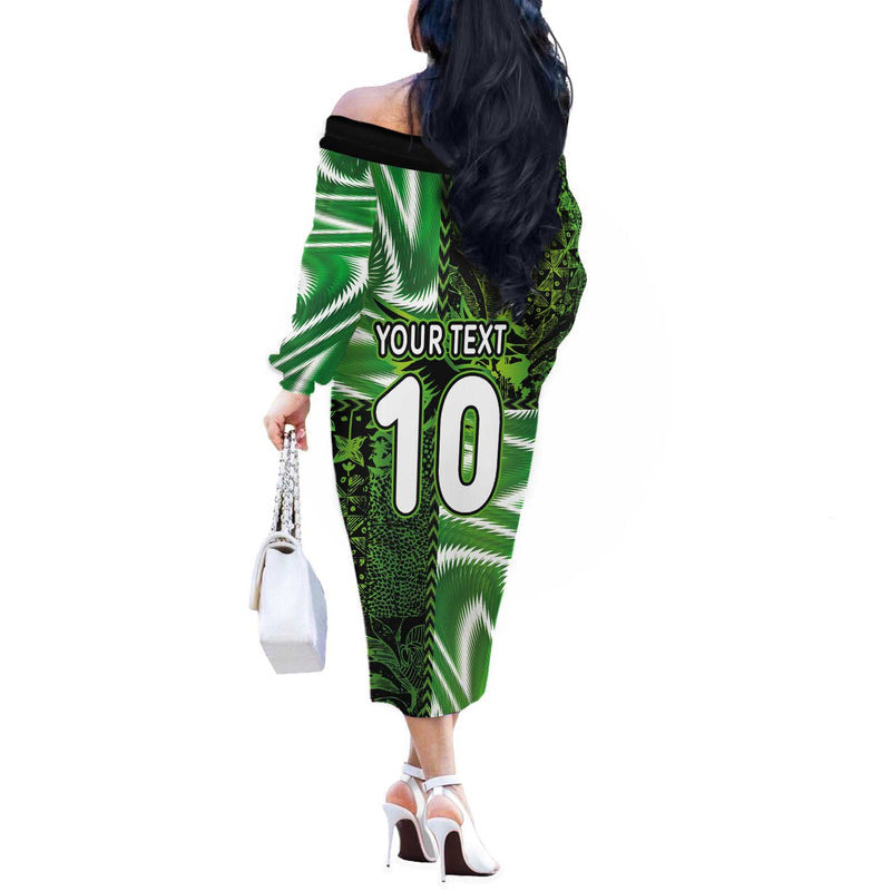 Custom Nigeria Football Super Eagles Spirit Off The Shoulder Long Sleeve Dress
