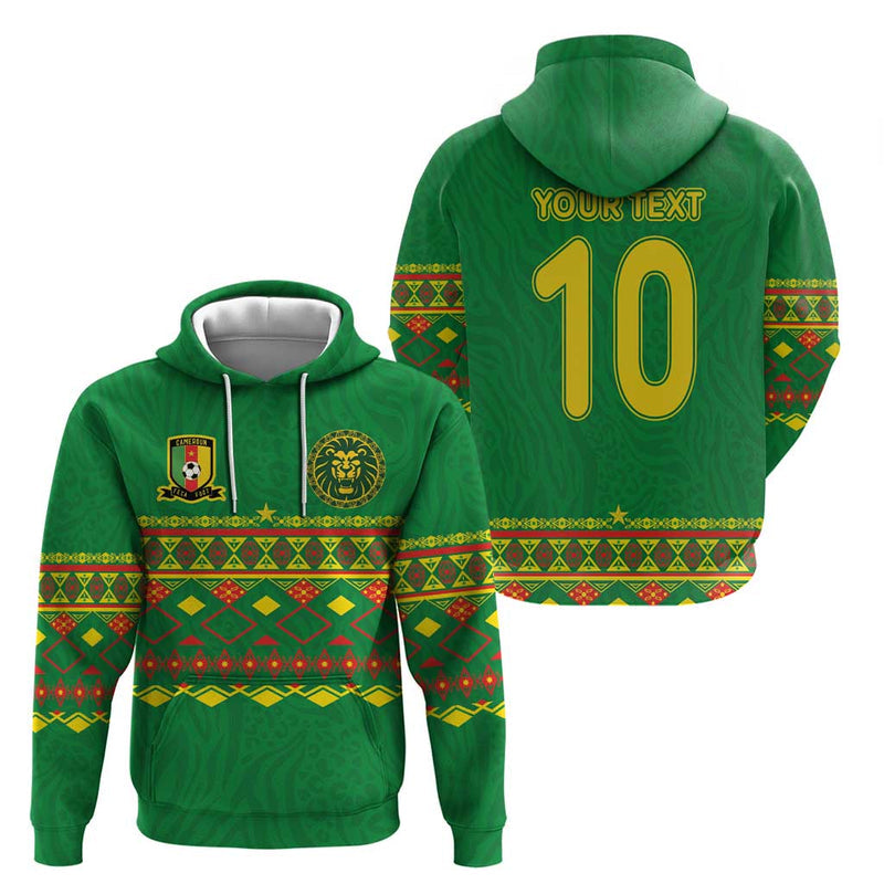 Custom Cameroon Football Tribal Motifs Green Color Hoodie