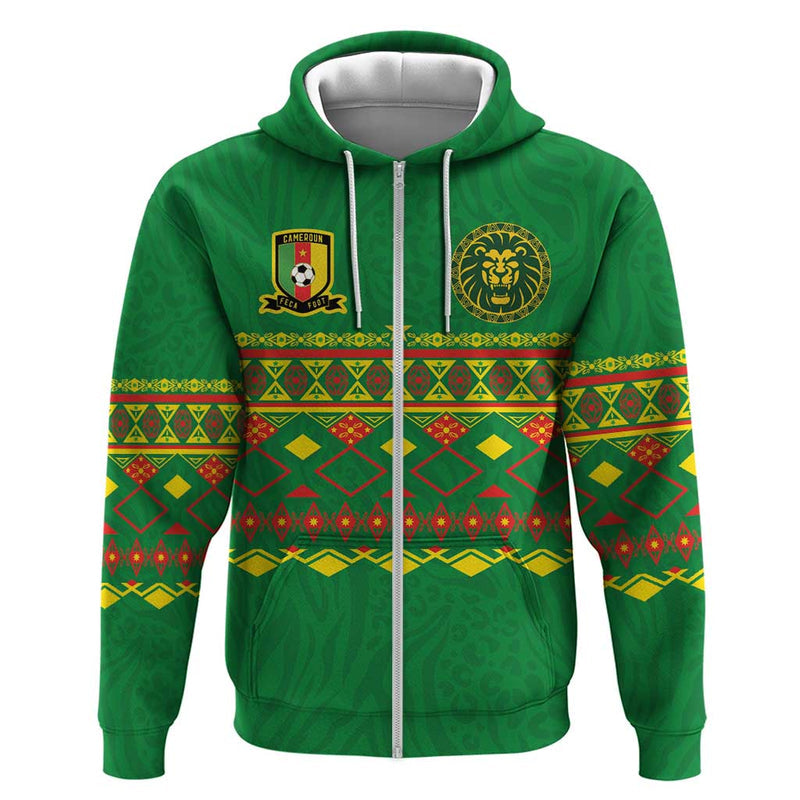 Custom Cameroon Football Tribal Motifs Green Color Hoodie