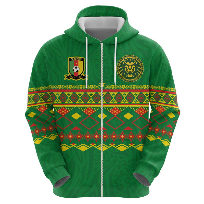 Custom Cameroon Football Tribal Motifs Green Color Hoodie