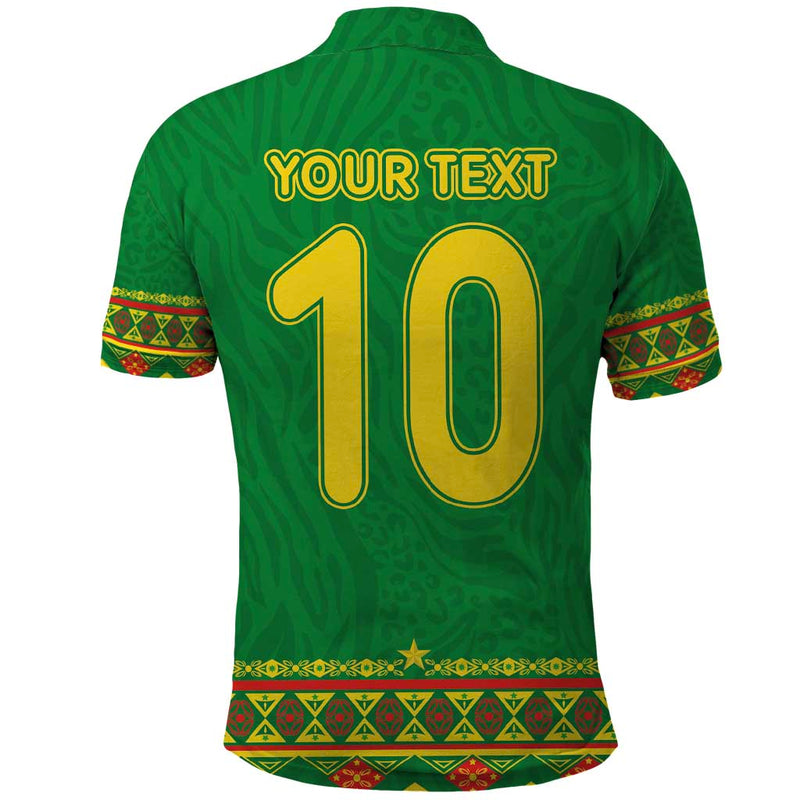Custom Cameroon Football Tribal Motifs Green Color Polo Shirt