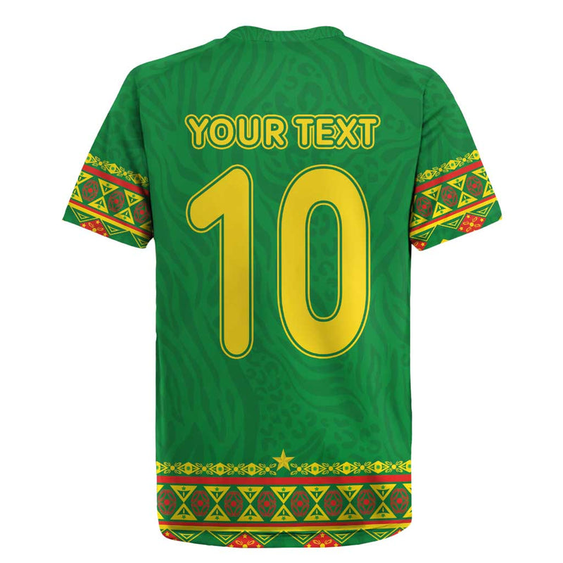 Custom Cameroon Football Tribal Motifs Green Color Rugby Jersey