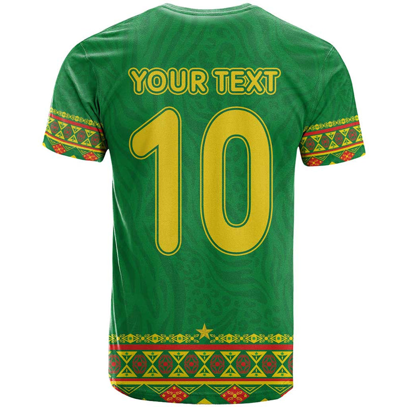 Custom Cameroon Football Tribal Motifs Green Color T Shirt