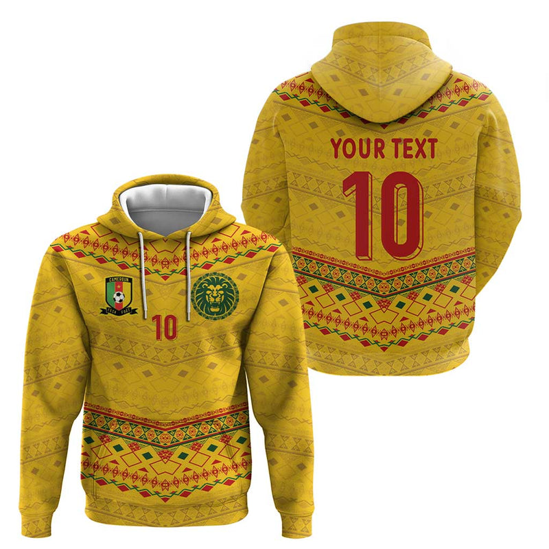 Custom Cameroon Football Tribal Motifs Yellow Color Hoodie