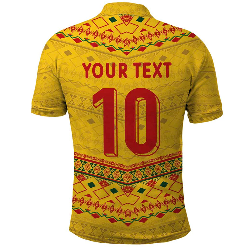 Custom Cameroon Football Tribal Motifs Yellow Color Polo Shirt