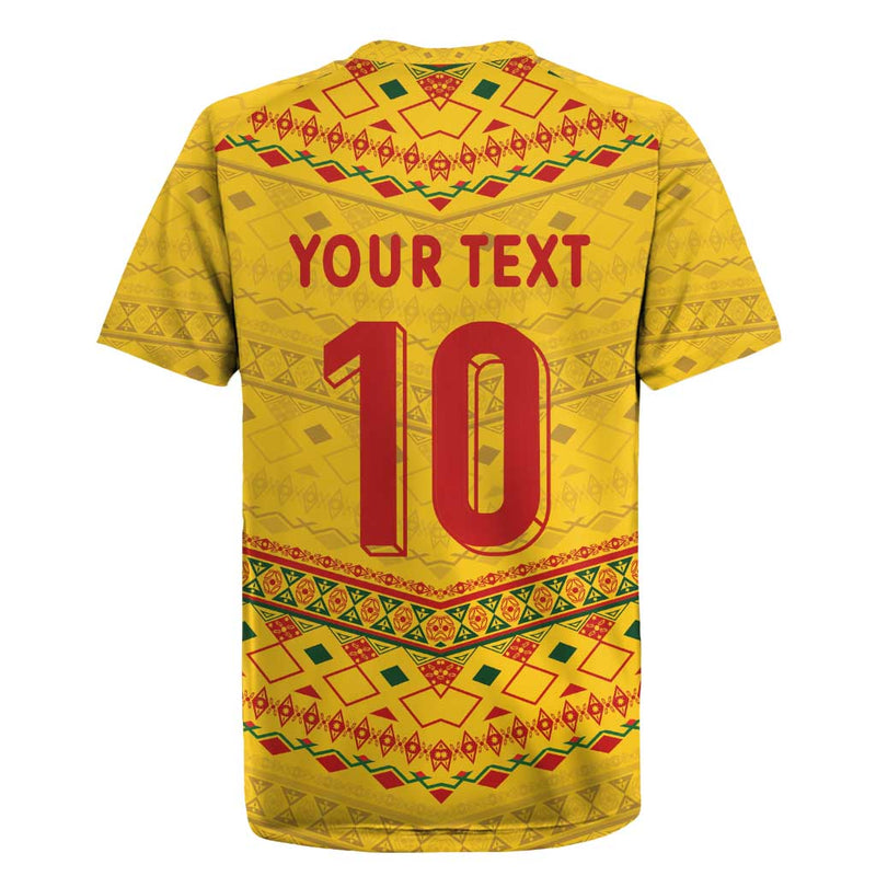 Custom Cameroon Football Tribal Motifs Yellow Color Rugby Jersey