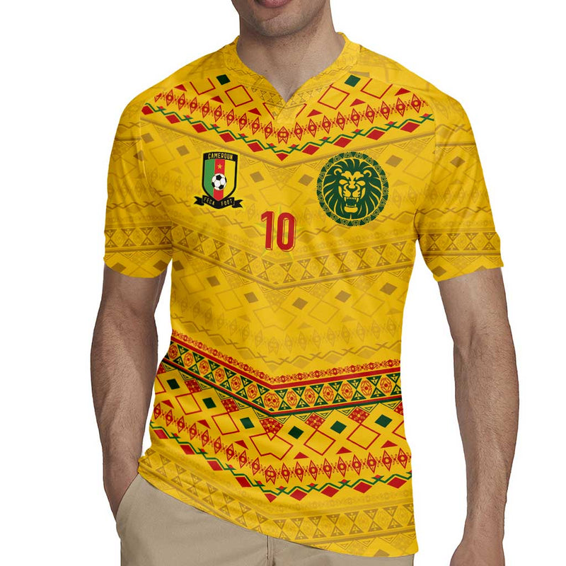Custom Cameroon Football Tribal Motifs Yellow Color Rugby Jersey