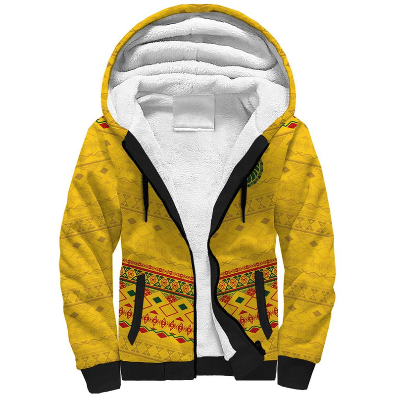 Custom Cameroon Football Tribal Motifs Yellow Color Sherpa Hoodie