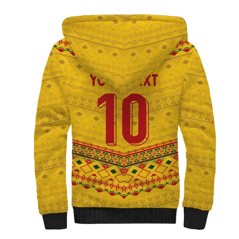 Custom Cameroon Football Tribal Motifs Yellow Color Sherpa Hoodie