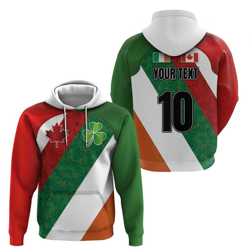 Custom Canada and Ireland Shamrocks and Maple Leaves Hoodie