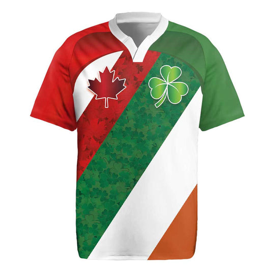 Custom Canada And Ireland Shamrocks And Maple Leaves Rugby Jersey