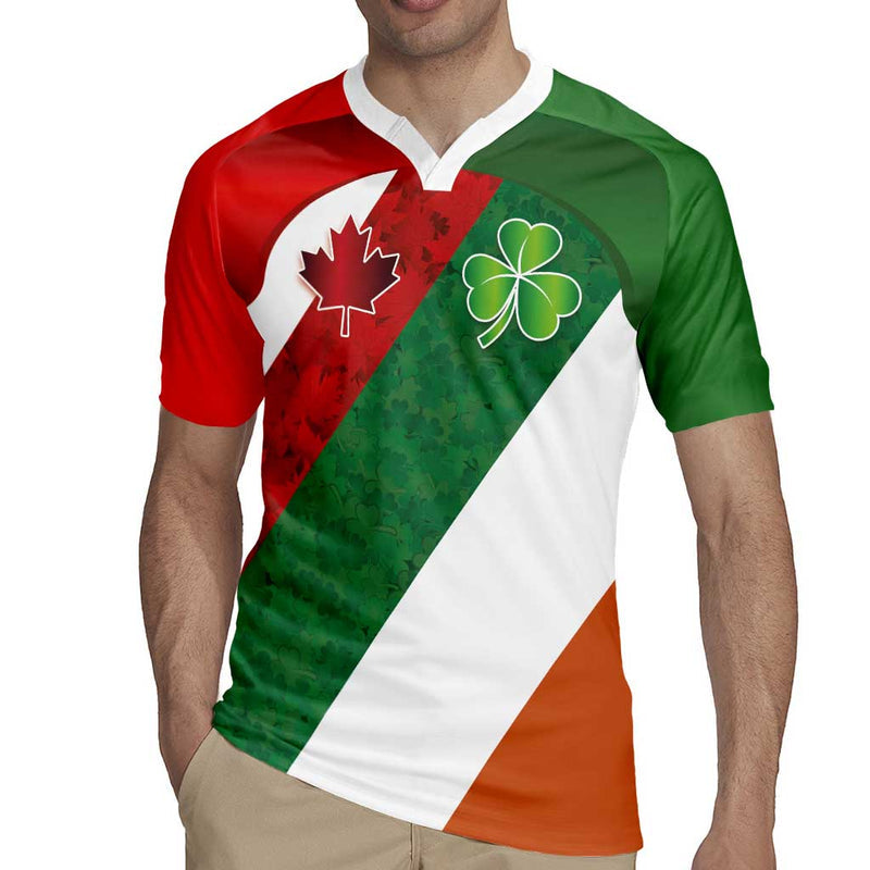 Custom Canada And Ireland Shamrocks And Maple Leaves Rugby Jersey