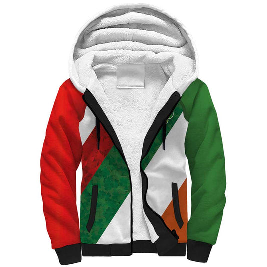 Custom Canada and Ireland Shamrocks and Maple Leaves Sherpa Hoodie