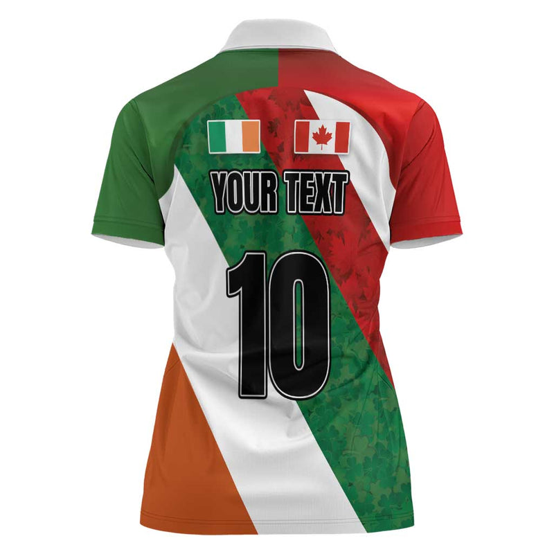 Custom Canada and Ireland Shamrocks and Maple Leaves Women Polo Shirt