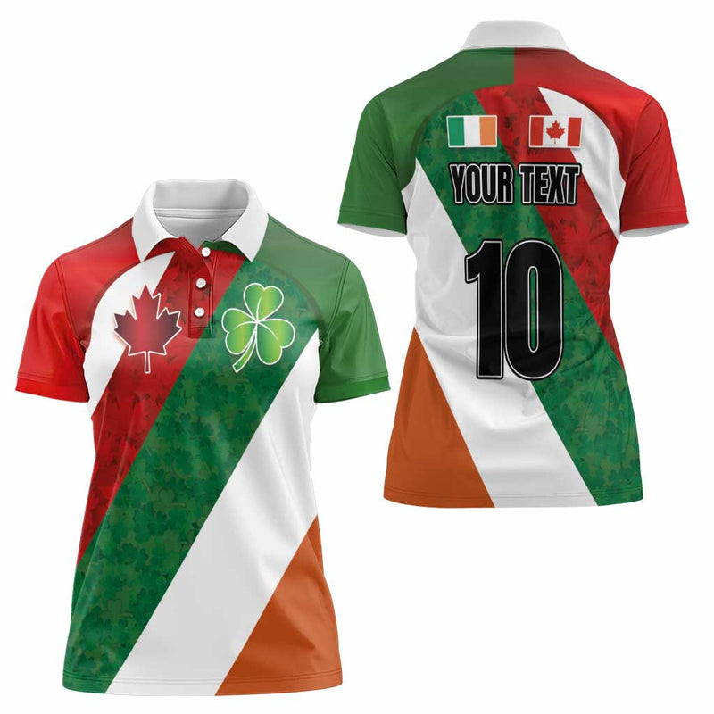 Custom Canada and Ireland Shamrocks and Maple Leaves Women Polo Shirt