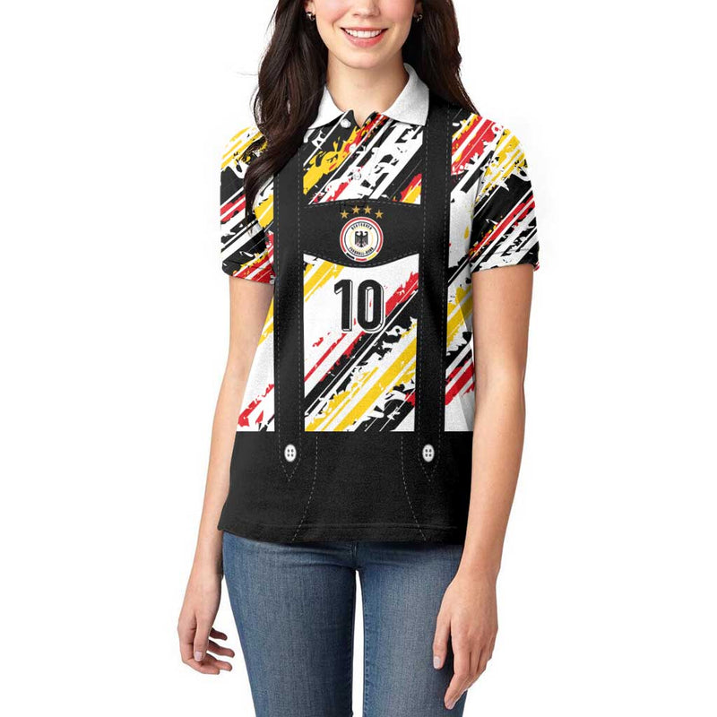 Custom German Football Die Mannschaft-lederhosen Costume Style Women Polo Shirt