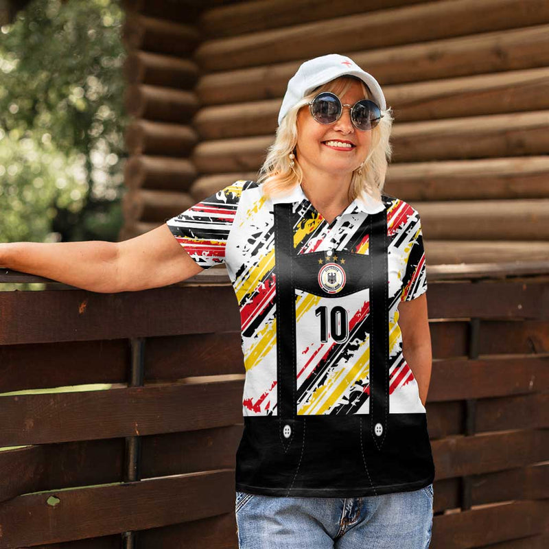 Custom German Football Die Mannschaft-lederhosen Costume Style Women Polo Shirt