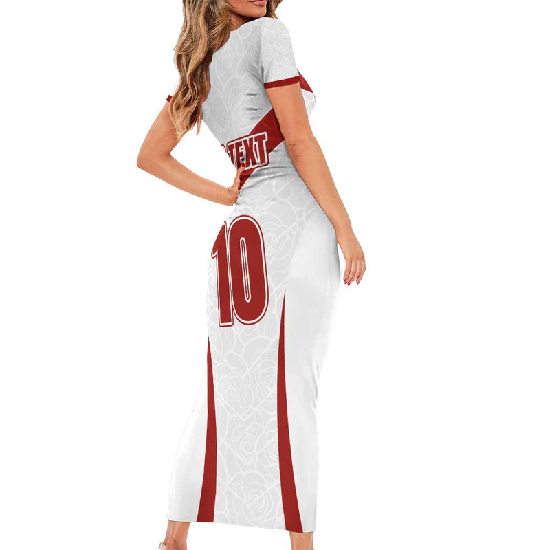 Custom England Rugby-the Red Rose Go Champions Short Sleeve Bodycon Dress
