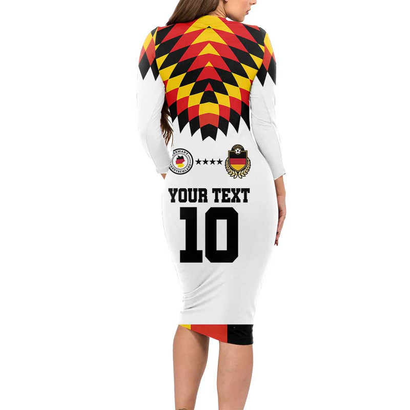 Custom Germany Football 2024 Go Champion Design 90s Style Home Color Long Sleeve Bodycon Dress
