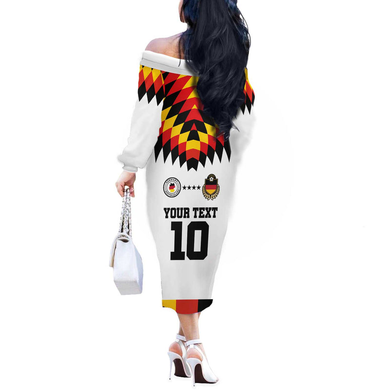 Custom Germany Football 2024 Go Champion Design 90s Style Home Color Off The Shoulder Long Sleeve Dress