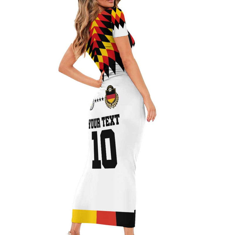 Custom Germany Football 2024 Go Champion Design 90s Style Home Color Short Sleeve Bodycon Dress