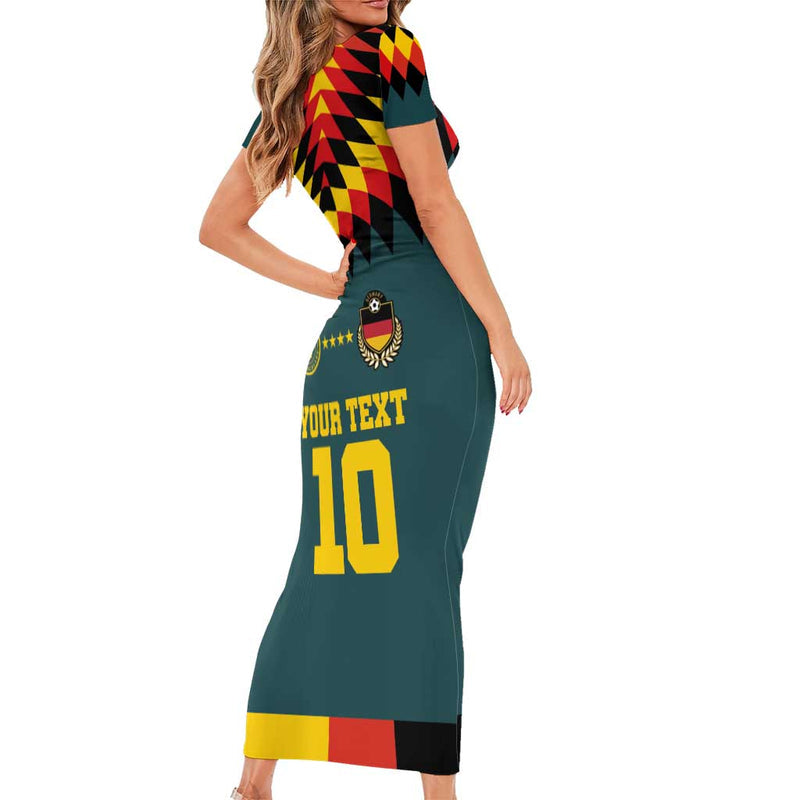Custom Germany Football 2024 Go Champion Design 90s Style Away Color Short Sleeve Bodycon Dress