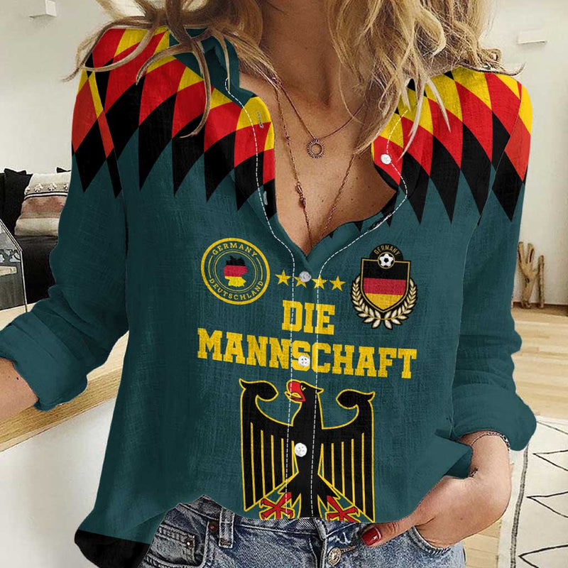 Custom Germany Football 2024 Go Champion Design 90s Style Away Color Women Casual Shirt