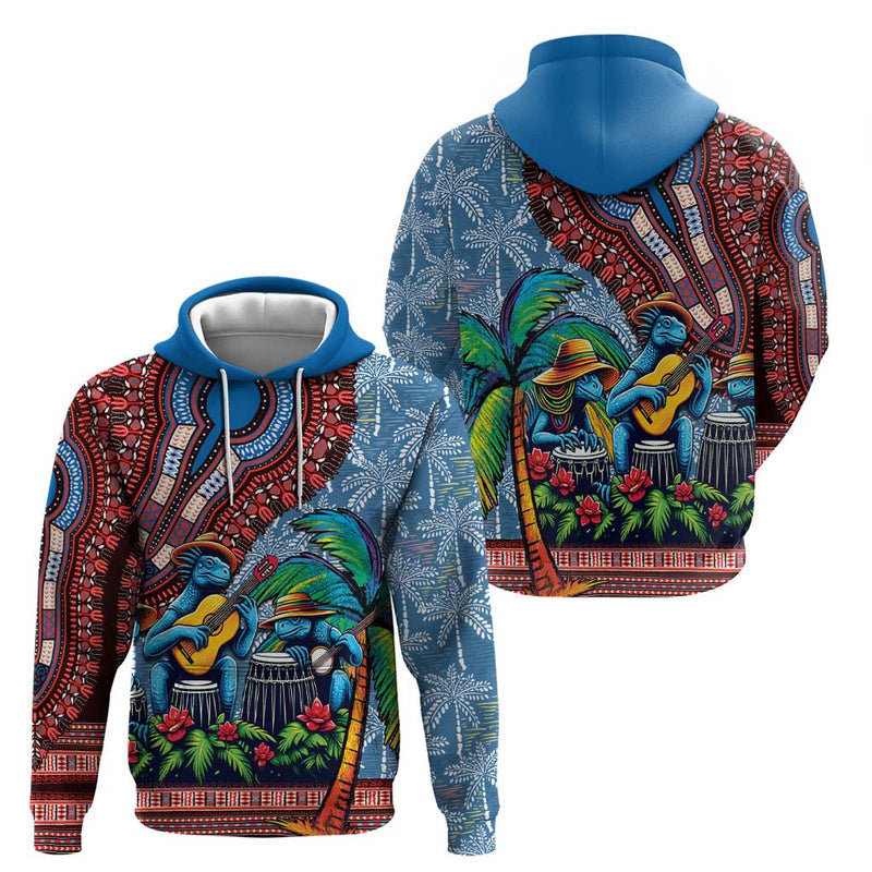 Afro-Caribbean African Dashiki Style with Caribbean Music with Blue Iguanas Hoodie