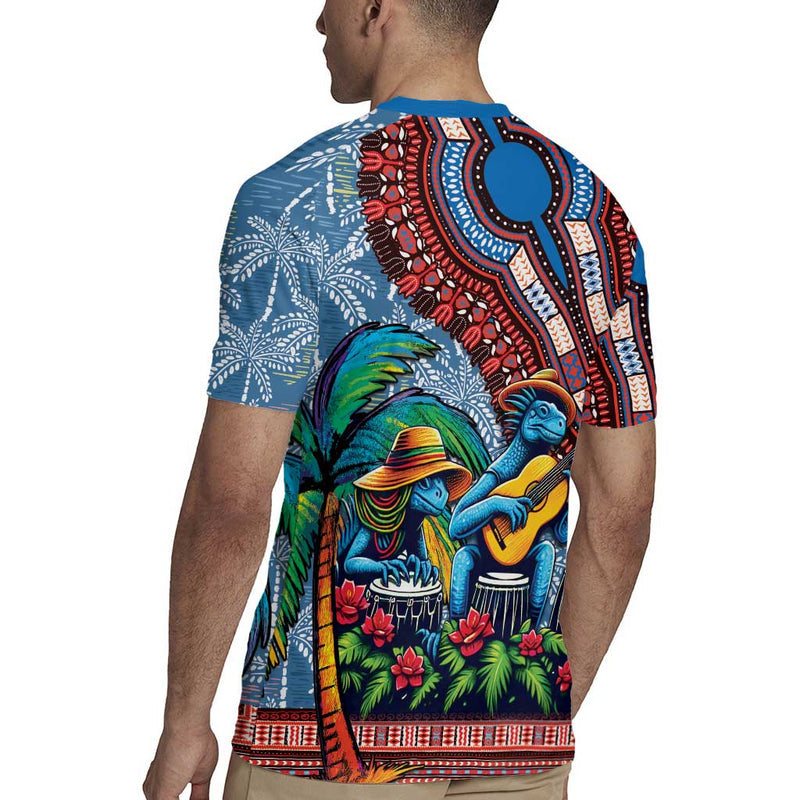 Afro-caribbean African Dashiki Style With Caribbean Music With Blue Iguanas Rugby Jersey