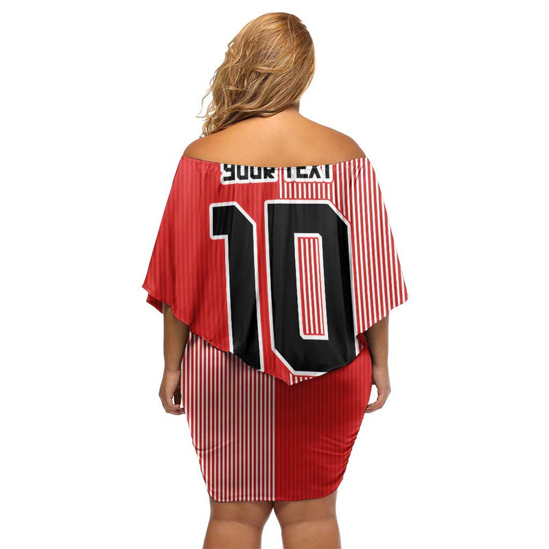 Custom Denmark National Football The Red And Whites Sporty Style Off Shoulder Short Dress