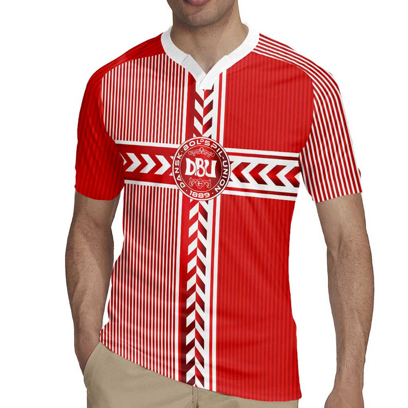 Custom Denmark National Football The Red And Whites Sporty Style Rugby Jersey